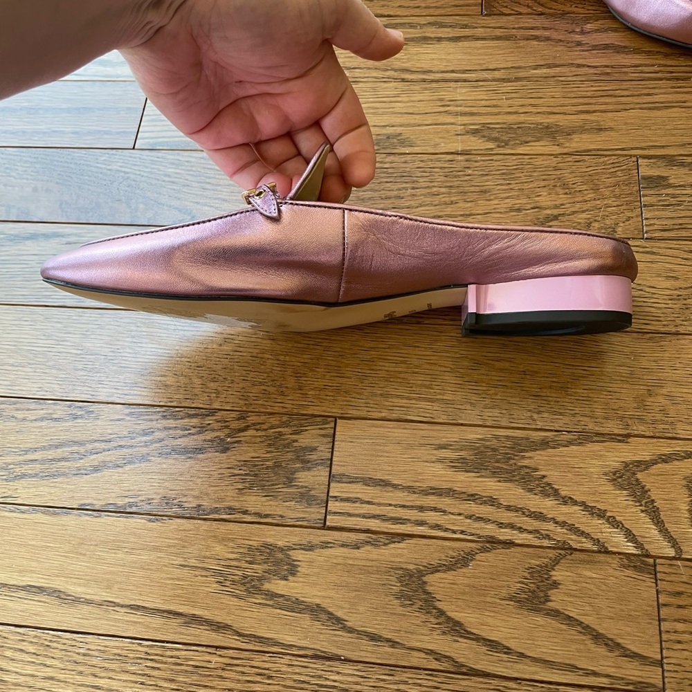 Coach Irene Metallic Pink Barbie Shearling Mule Shoes New - Picture 13 of 16